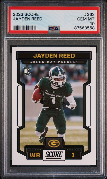 Graded 2023 Panini Score Jayden Reed #363 Rookie RC Football Card PSA 10 Gem Mint