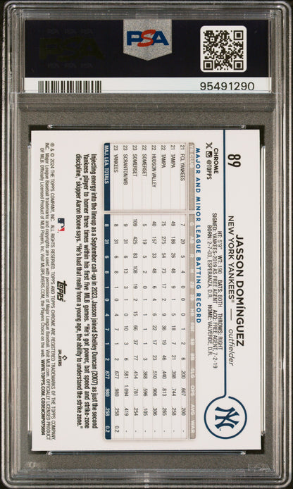 Graded 2024 Topps Chrome Jasson Dominguez #89 Rookie RC Baseball Card PSA 9 Mint