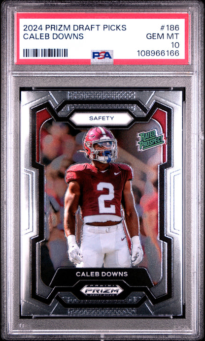 Graded 2024 Panini Prizm Draft Picks Caleb Downs #186 Rookie RC Football Card PSA 10 Gem Mint