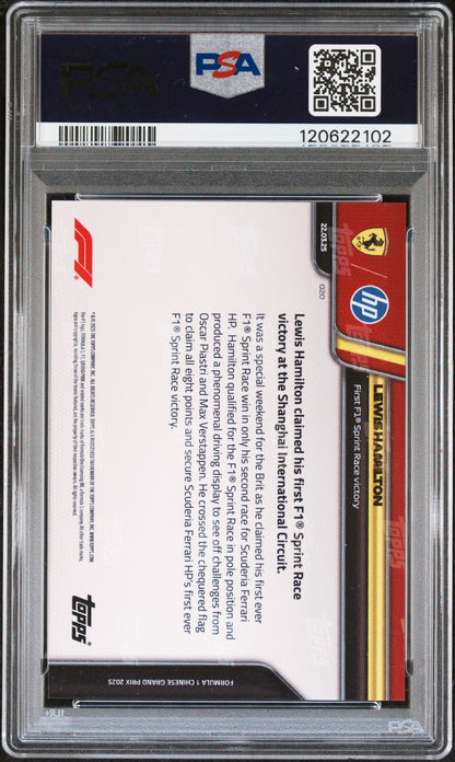 Graded 2025 Topps Now Formula 1 Lewis Hamilton #20 Racing Card PSA 10 Gem Mint