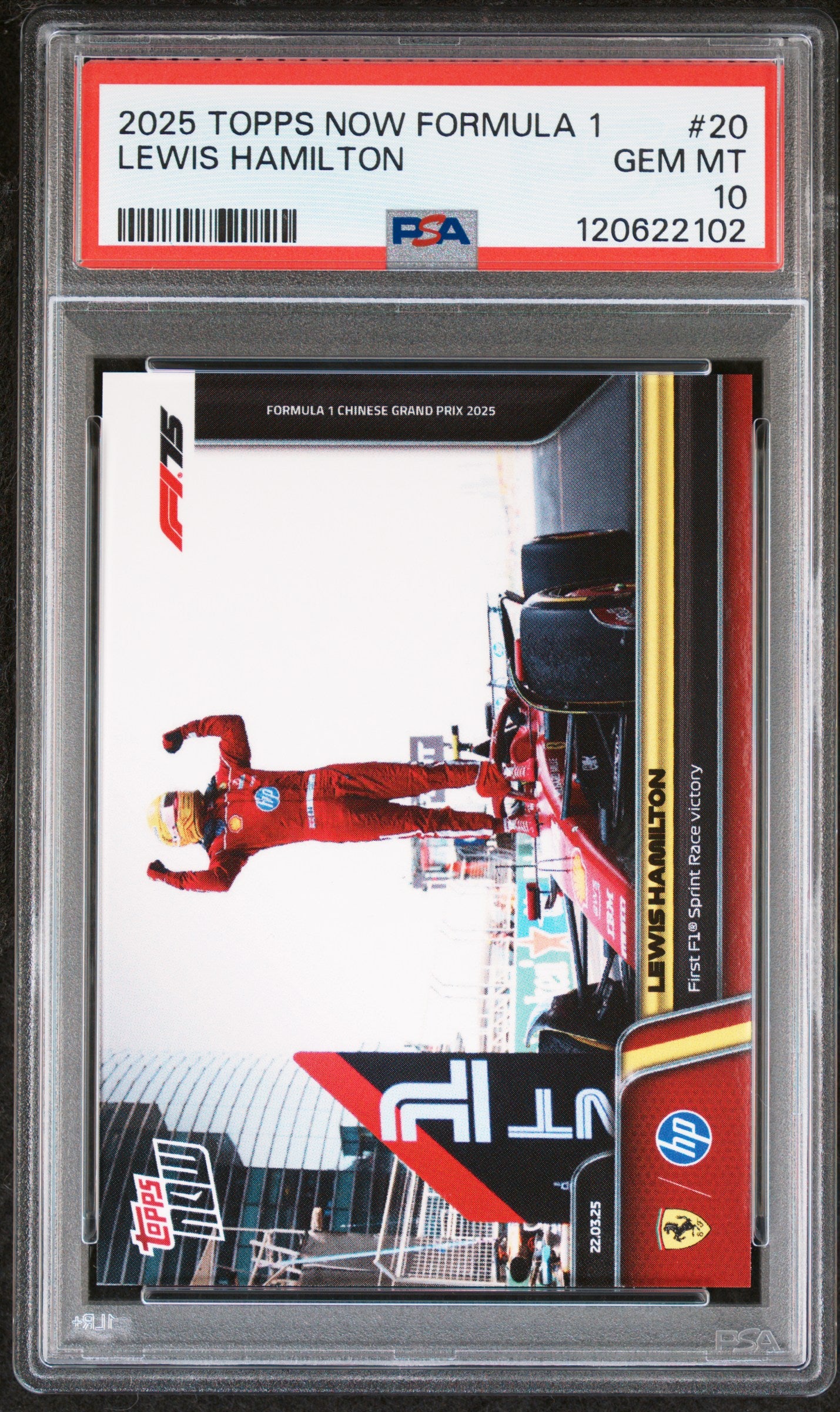 Graded 2025 Topps Now Formula 1 Lewis Hamilton #20 Racing Card PSA 10 Gem Mint
