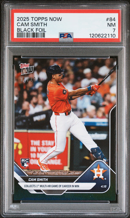 Graded 2025 Topps Now Cam Smith #84 Black Foil /10 Rookie RC Baseball Card PSA 7 Near Mint
