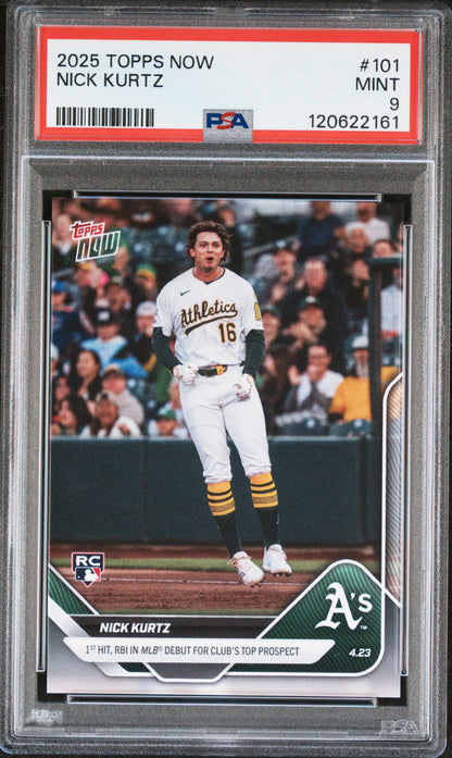 Graded 2025 Topps Now Nick Kurtz #101 Rookie RC Baseball Card PSA 9 Mint