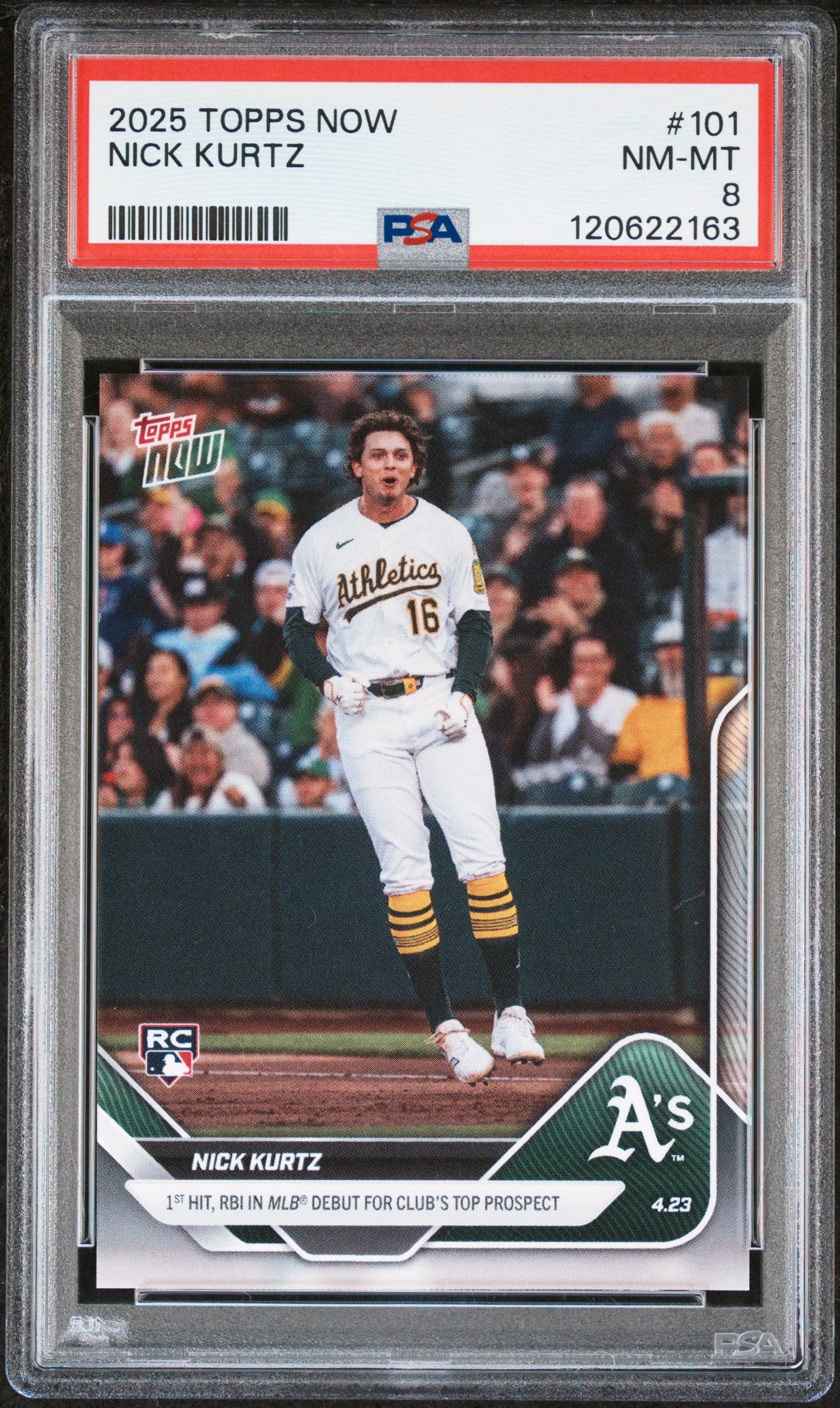 Graded 2025 Topps Now Nick Kurtz #101 Rookie RC Baseball Card PSA 8 Near Mint