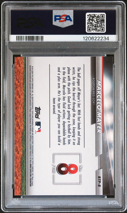 Graded 2024 Topps Bowman Marcelo Mayer #BTP8 Scouts Top 100 Rookie RC Baseball Card PSA 10 Gem Mint