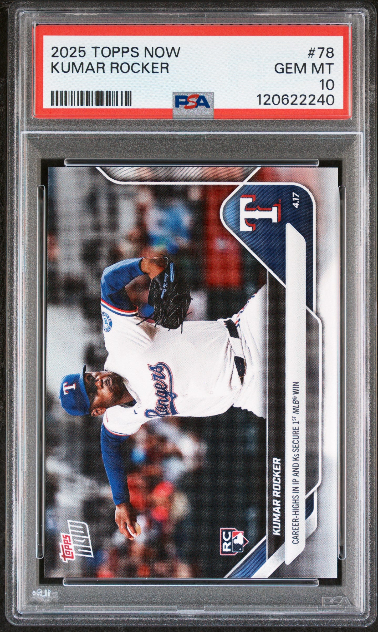 Graded 2025 Topps Now Kumar Rocker #78 Rookie RC Baseball Card PSA 10 Gem Mint