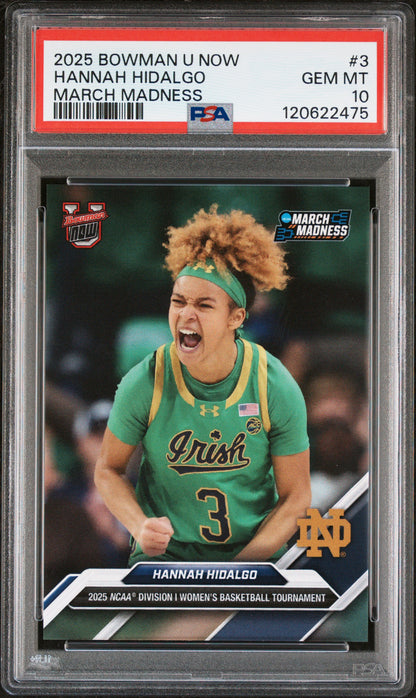 Graded 2025 Topps Bowman U Now Hannah Hidalgo #3 March Madness Rookie RC Basketball Card PSA 10 Gem Mint
