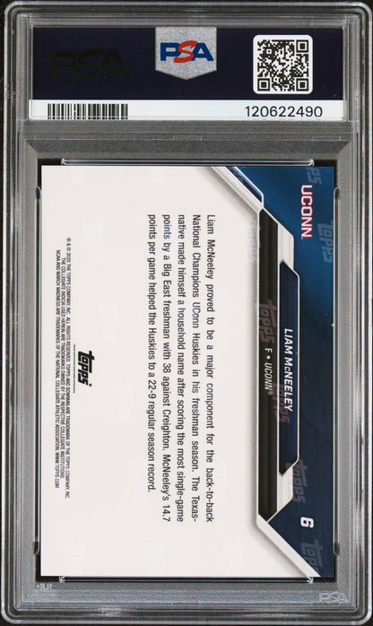 Graded 2025 Topps Bowman U Now Liam McNeeley #6 March Madness Black Rookie RC Basketball Card PSA 9 Mint