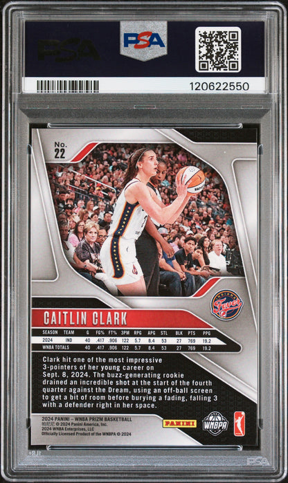 Graded 2024 Panini Prizm Wnba Caitlin Clark #22 Rookie RC Basketball Card PSA 8 Near Mint