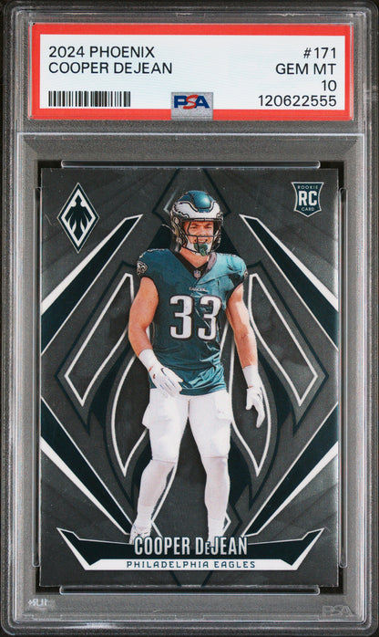 Graded 2024 Panini Phoenix Cooper Dejean #171 Rookie RC Football Card PSA 10 Gem Mint