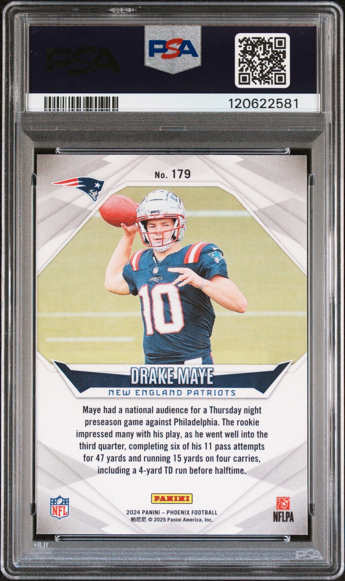 Graded 2024 Panini Phoenix Drake Maye #179 Rookie RC Football Card PSA 9 Mint
