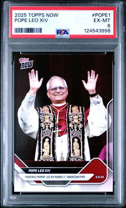 Graded 2025 Topps Now Pope Leo XIV #POPE1 Trading Card PSA 6 Excellent