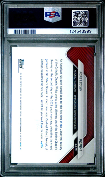 Graded 2025 Topps Now Pope Leo Xiv #POPE1 Non-Sport Card PSA 8 Near Mint