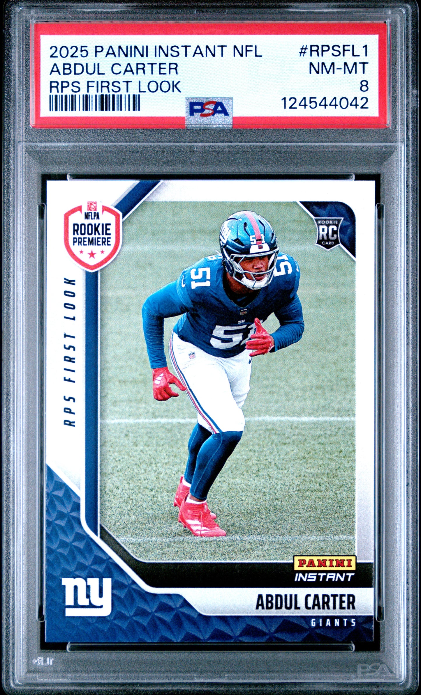 Graded 2025 Panini Instant Abdul Carter #RPSFL1 RPS First Look Rookie RC Football Card PSA 8 Near Mint