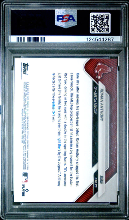Graded 2025 Topps Now Roman Anthony #285 Red Foil /5 Rookie RC Baseball Card PSA 9 Mint