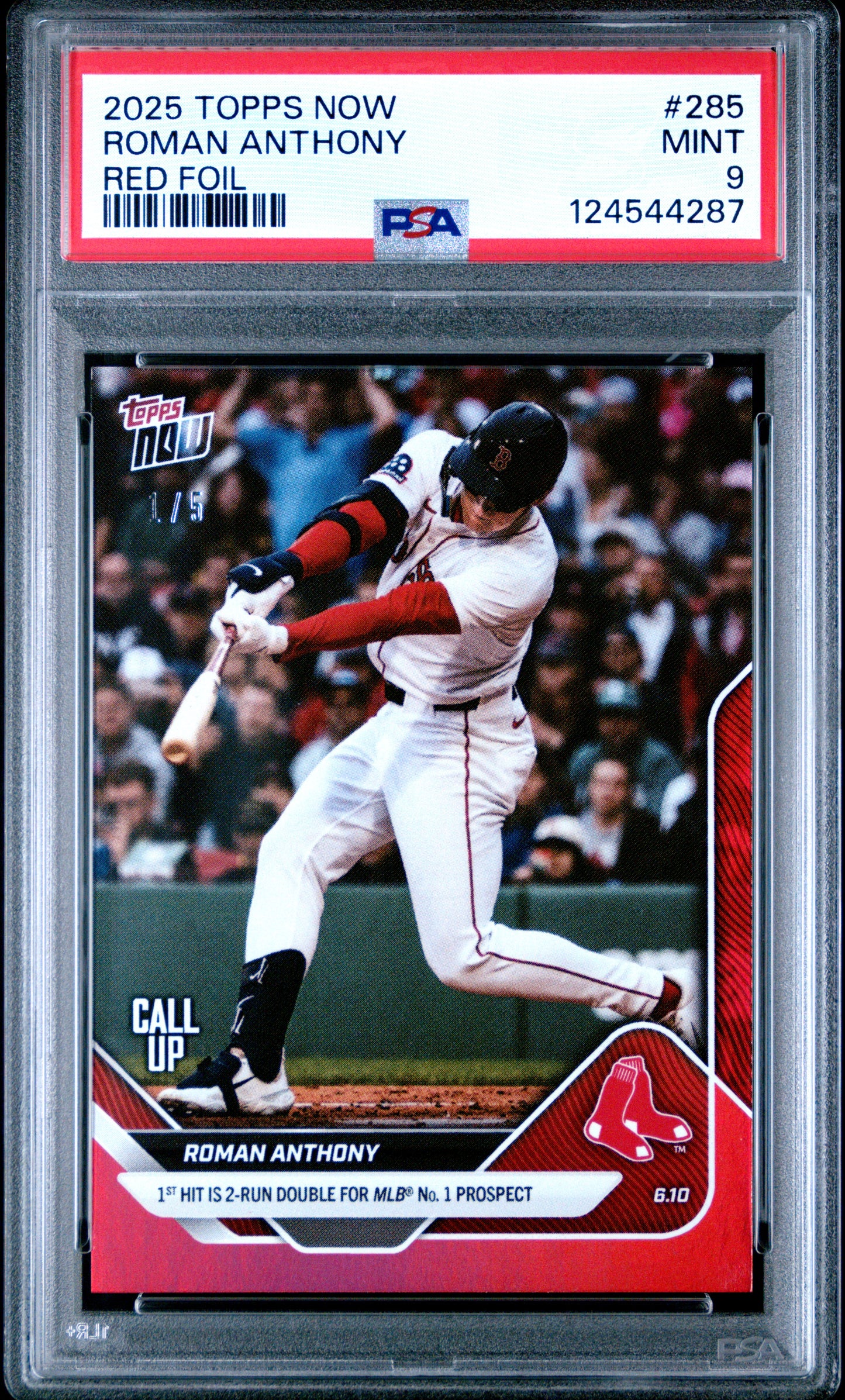 Graded 2025 Topps Now Roman Anthony #285 Red Foil /5 Rookie RC Baseball Card PSA 9 Mint
