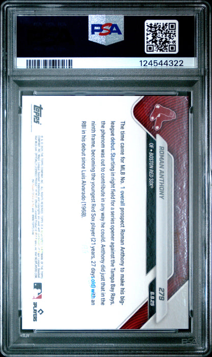 Graded 2025 Topps Now Roman Anthony #279 Rookie RC Baseball Card PSA 8 Near Mint
