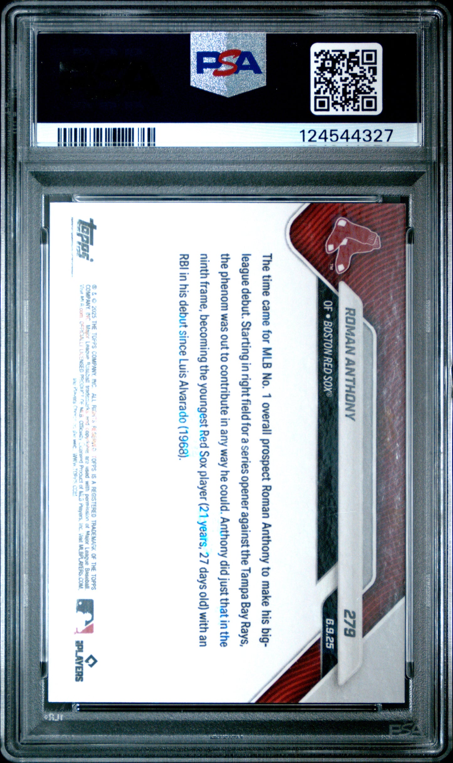 Graded 2025 Topps Now Roman Anthony #279 Gold Foil /50 Rookie RC Baseball Card PSA 9 Mint