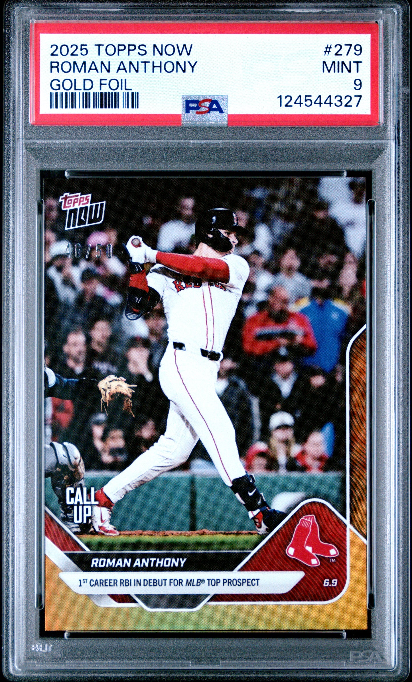 Graded 2025 Topps Now Roman Anthony #279 Gold Foil /50 Rookie RC Baseball Card PSA 9 Mint