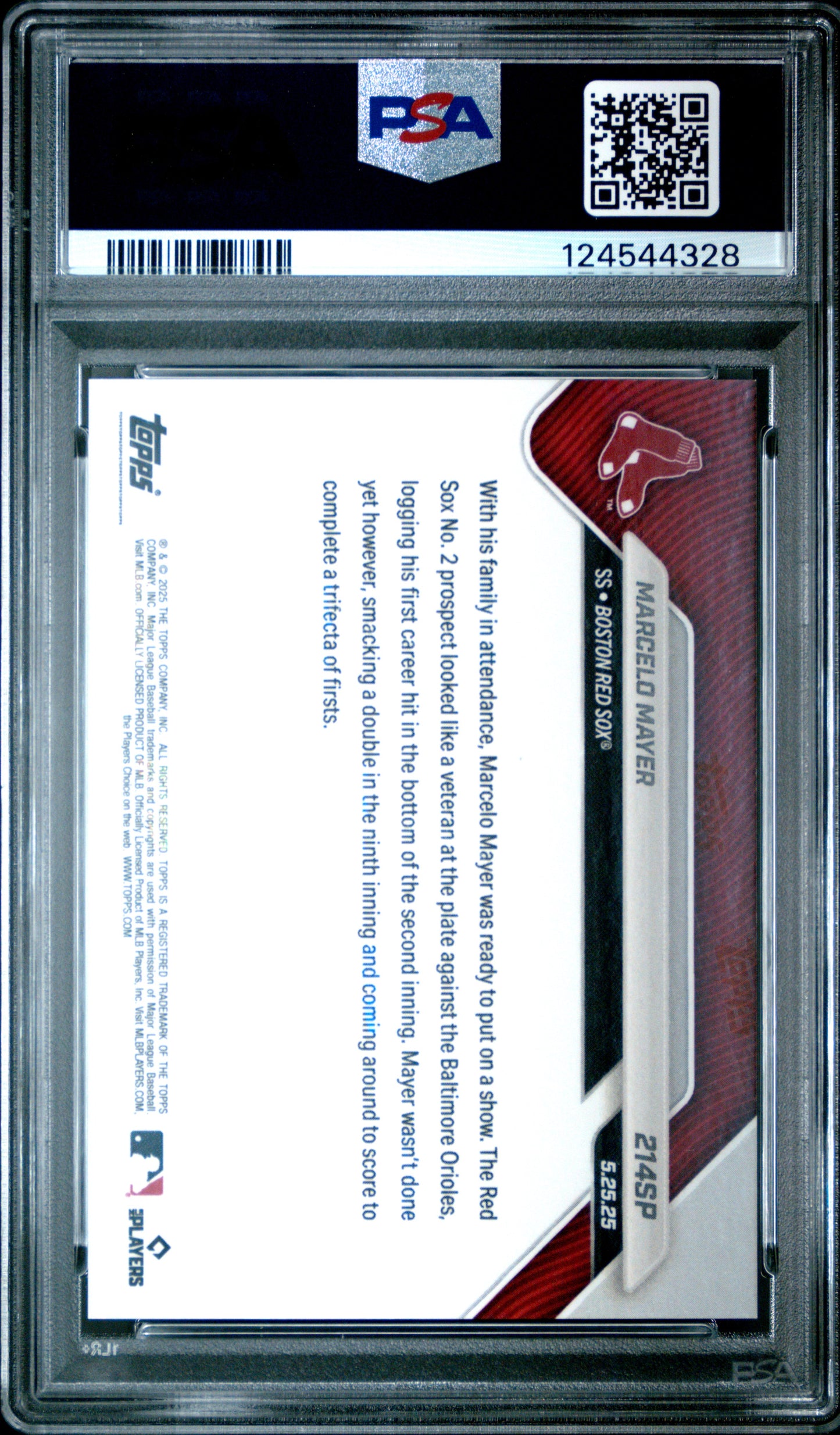 Graded 2025 Topps Now Marcelo Mayer #214SP Rookie RC Baseball Card PSA 10 Gem Mint