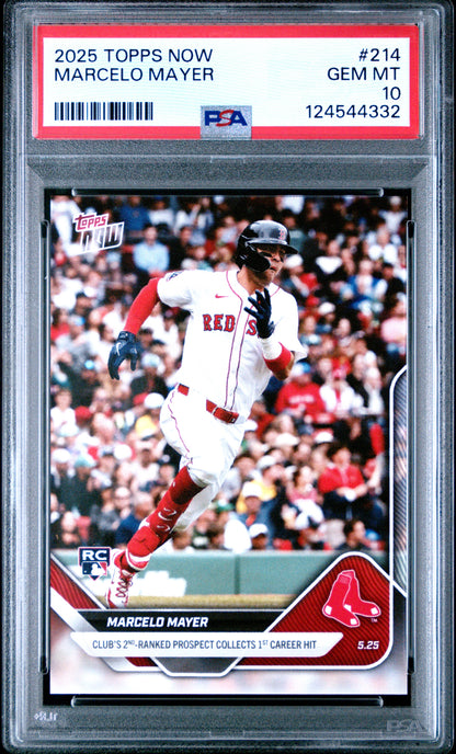 Graded 2025 Topps Now Marcelo Mayer #214 Rookie RC Baseball Card PSA 10 Gem Mint