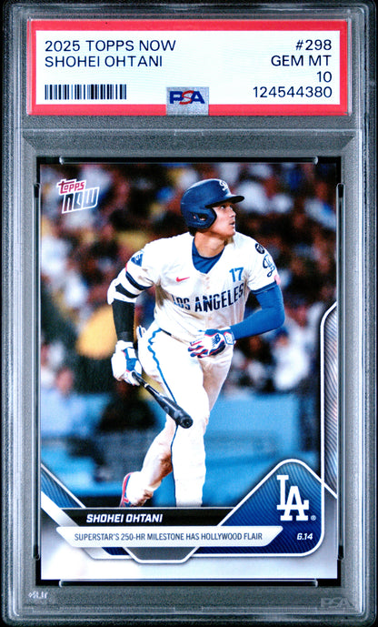Graded 2025 Topps Now Shohei Ohtani #298 Baseball Card PSA 10 Gem Mint