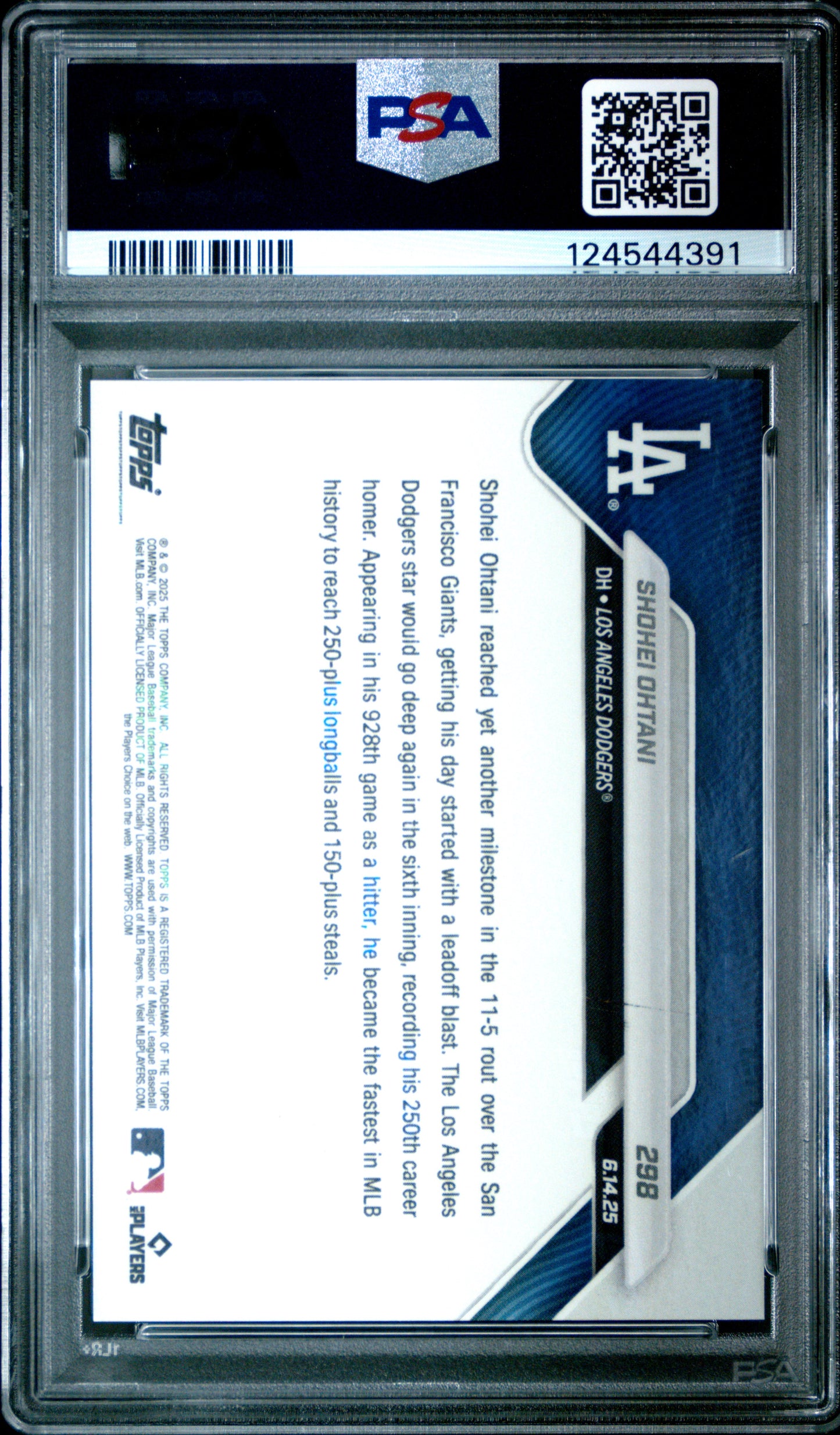 Graded 2025 Topps Now Shohei Ohtani #298 Baseball Card PSA 9 Mint