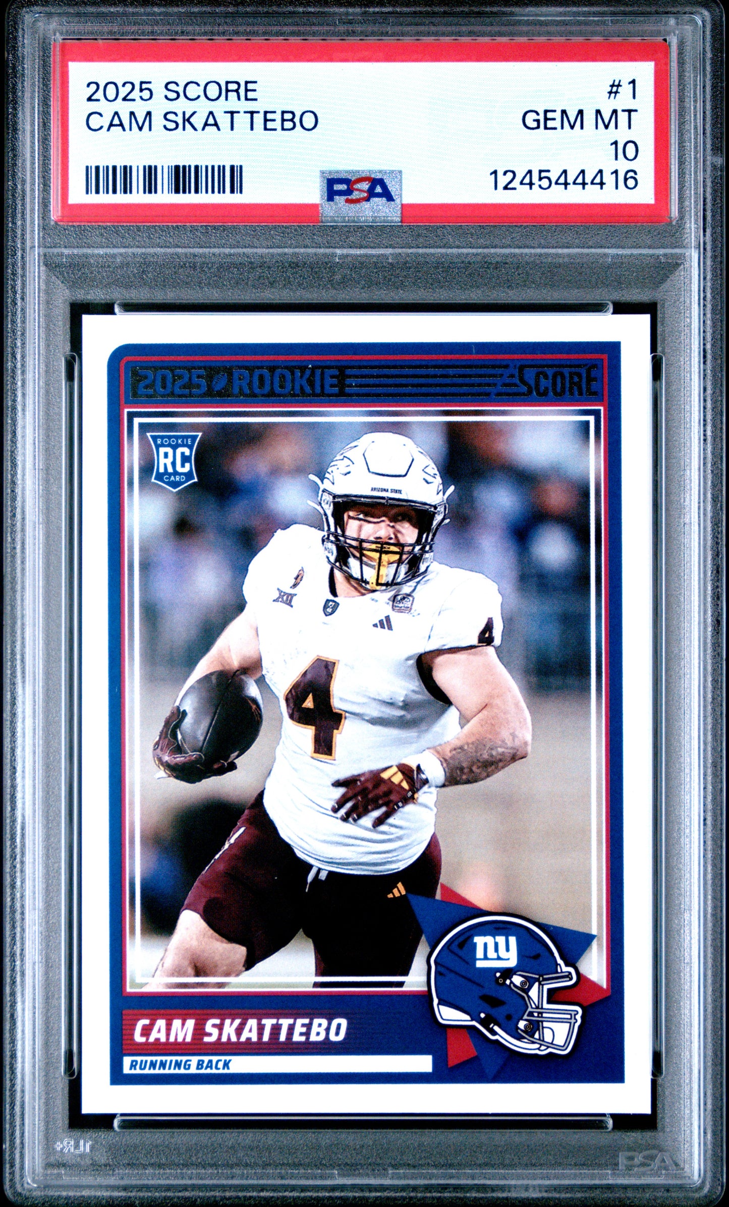 Graded 2025 Panini Score Cam Skattebo #1 Rookie RC Football Card PSA 10 Gem Mint