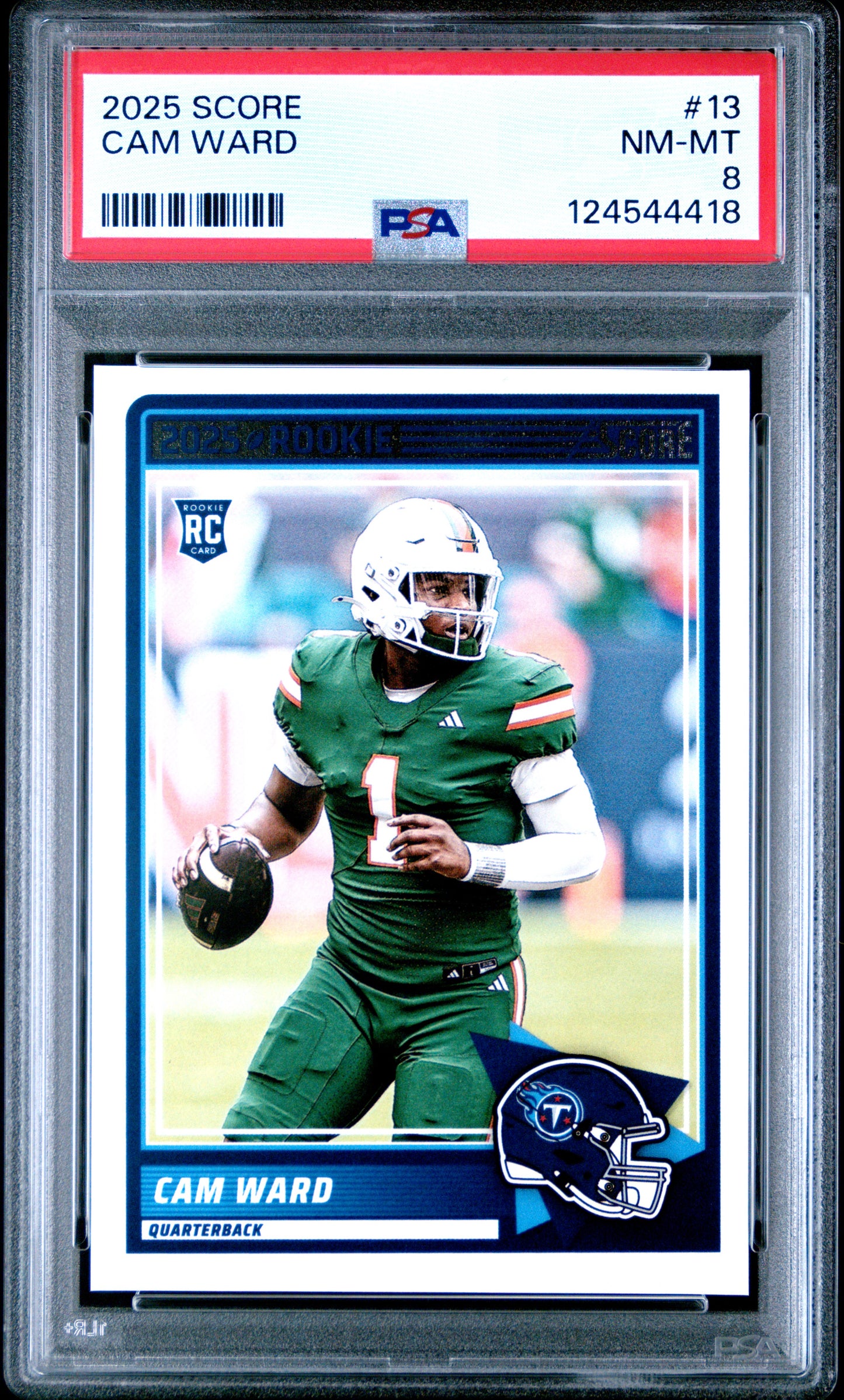 Graded 2025 Panini Score Cam Ward #13 Rookie RC Football Card PSA 8 Near Mint