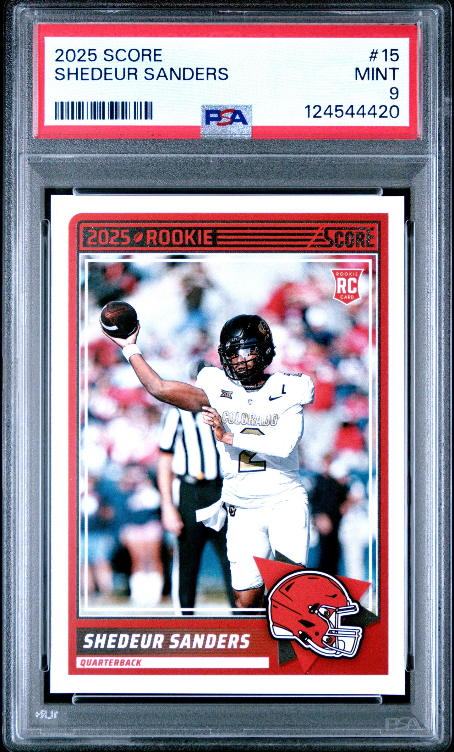 Graded 2025 Panini Score Shedeur Sanders #15 Rookie RC Football Card PSA 9 Mint