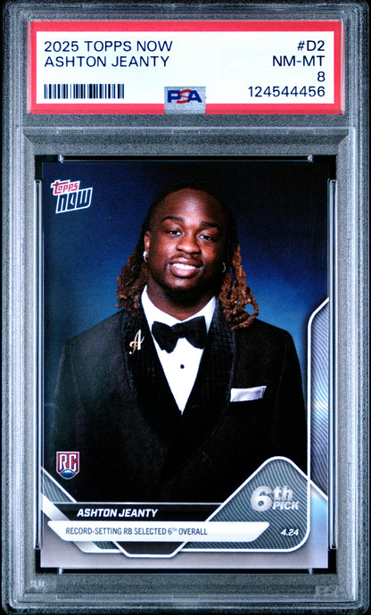 Graded 2025 Topps Now Ashton Jeanty #D2 Rookie RC Football Card PSA 8 Near Mint