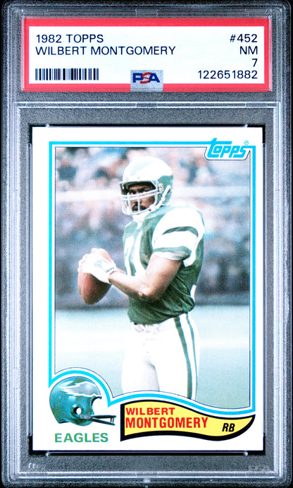 Graded 1982 Topps Wilbert Montgomery #452 Football Card PSA 7 Near Mint