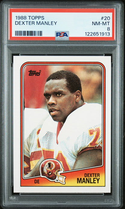 Graded 1988 Topps Dexter Manley #20 Football Card PSA 8 Near Mint