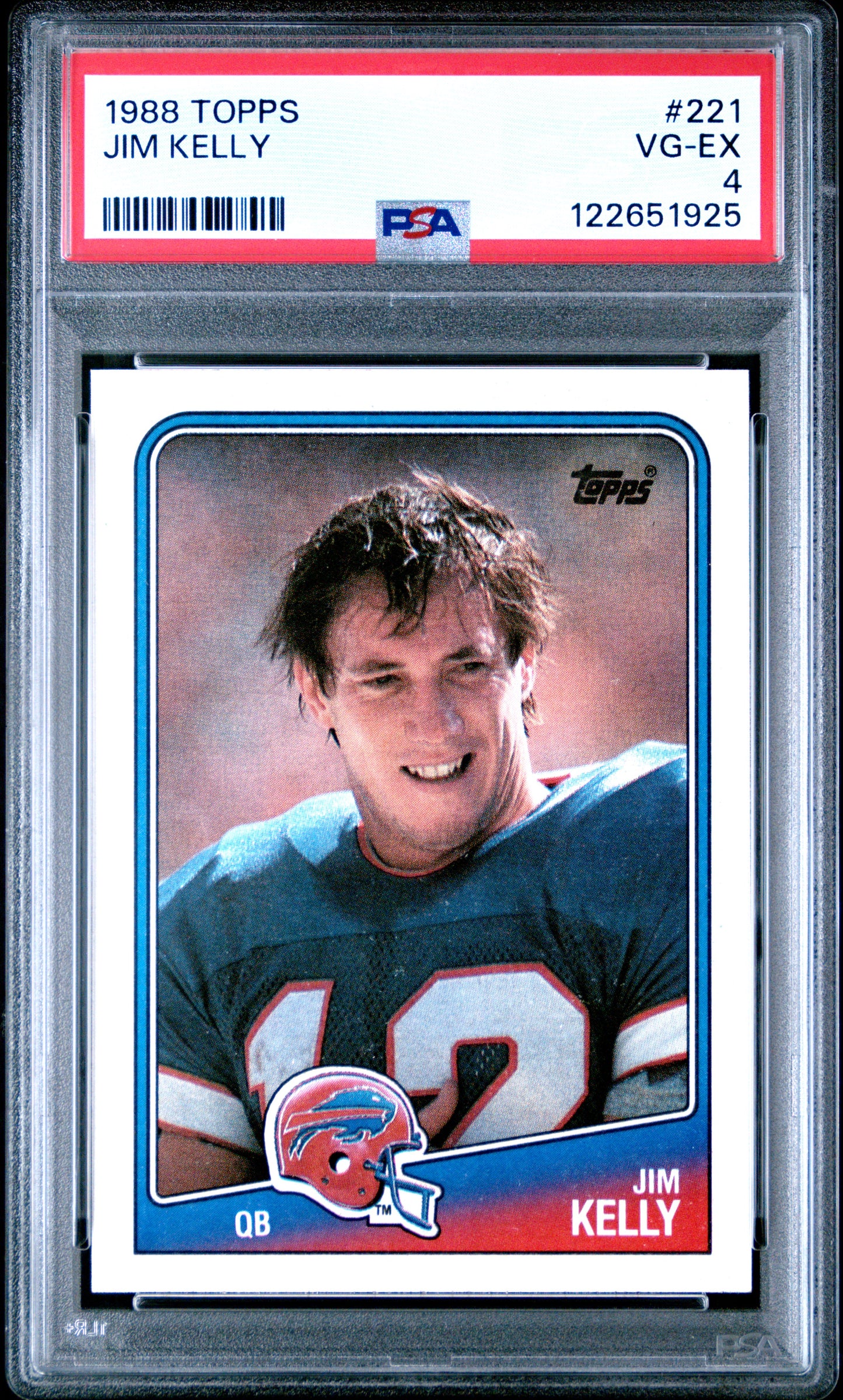 Graded 1988 Topps Jim Kelly #221 Football Card PSA 4 Very Good