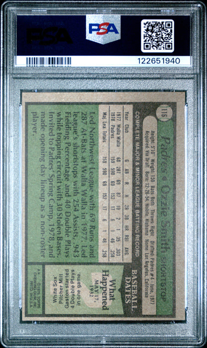 Graded 1979 Topps Ozzie Smith #116 Rookie RC Baseball Card PSA 6 Excellent