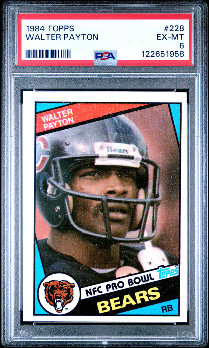 Graded 1984 Topps Walter Payton #228 Football Card PSA 6 Excellent
