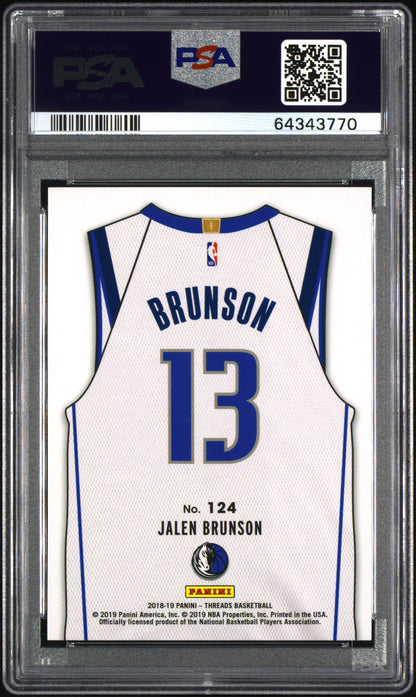 Graded 2018 Panini Threads Jalen Brunson #124 Dazzle Rookie RC Basketball Card PSA 10 Gem Mint