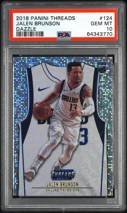 Graded 2018 Panini Threads Jalen Brunson #124 Dazzle Rookie RC Basketball Card PSA 10 Gem Mint
