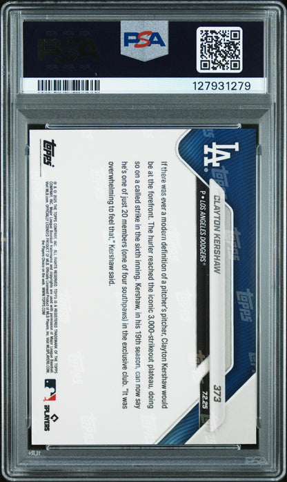 Graded 2025 Topps Now Clayton Kershaw #373 Baseball Card PSA 9 Mint