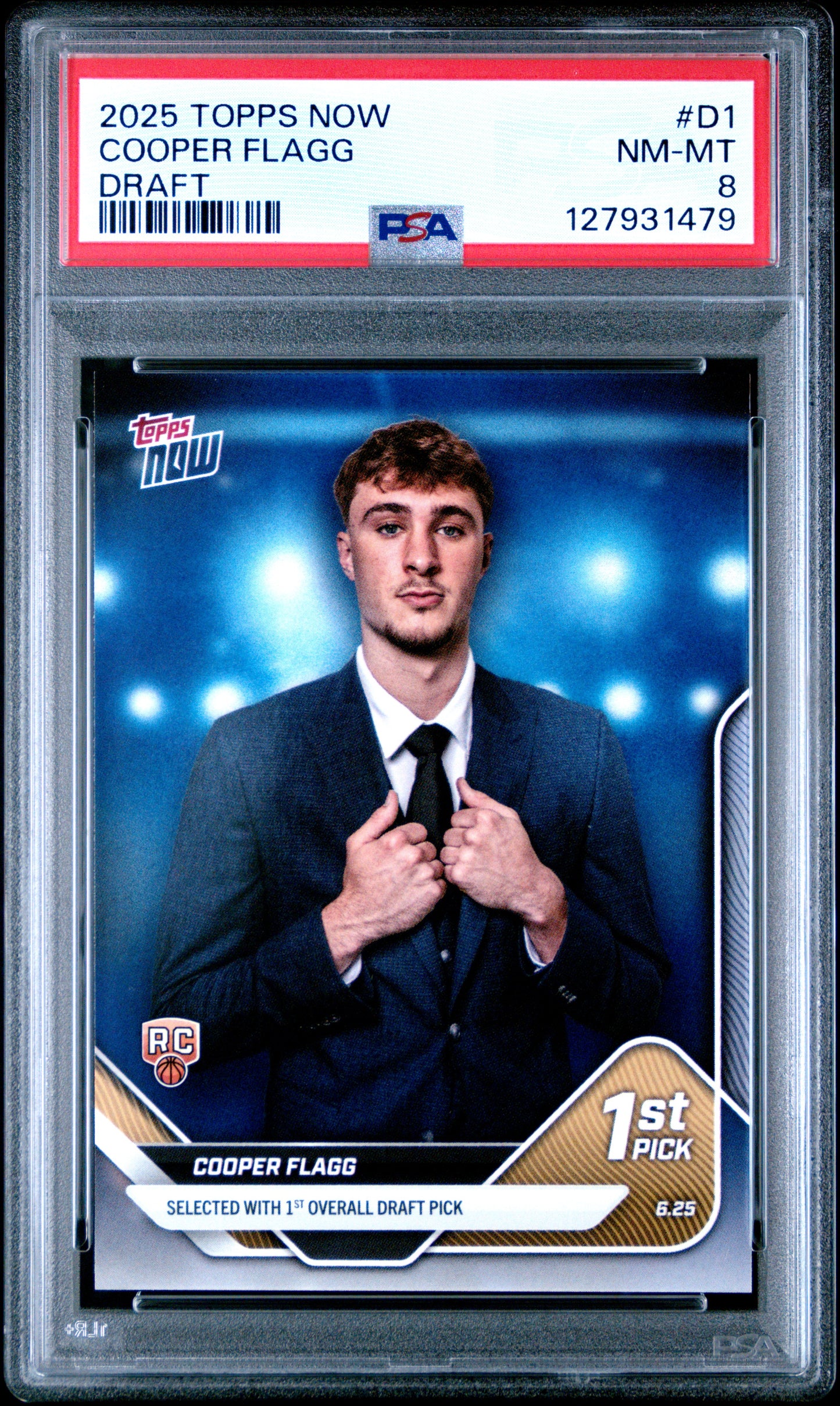 Graded 2025 Topps Now Cooper Flagg #D1 Draft Rookie RC Basketball Card PSA 8 Near Mint