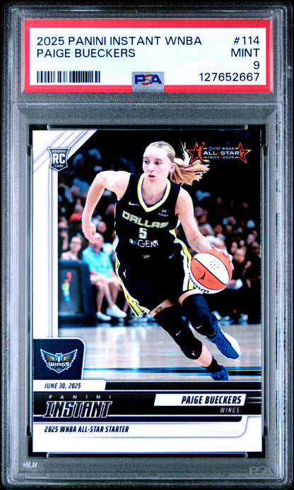 Graded 2025 Panini Instant WNBA Paige Bueckers #114 Rookie RC Basketball Card PSA 9 Mint