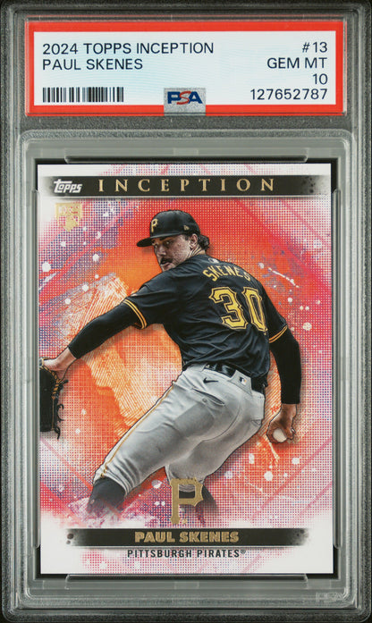Graded 2024 Topps Inception Paul Skenes #13 Rookie RC Baseball Card PSA 10 Gem Mint