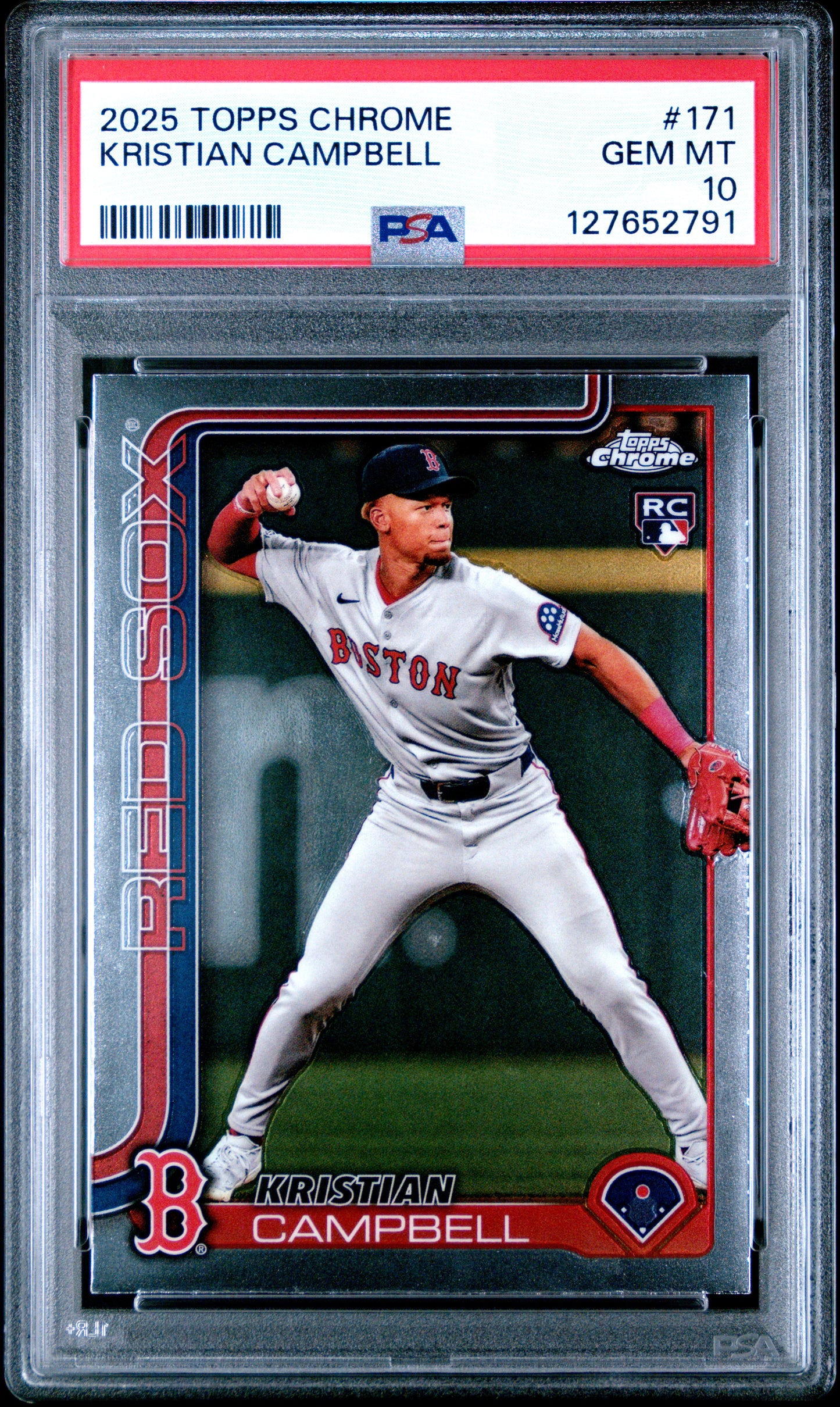 Graded 2025 Topps Chrome Kristian Campbell #171 Rookie RC Baseball Card PSA 10 Gem Mint