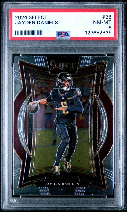Graded 2024 Panini Select Jayden Daniels #26 Rookie RC Football Card PSA 8 Near Mint