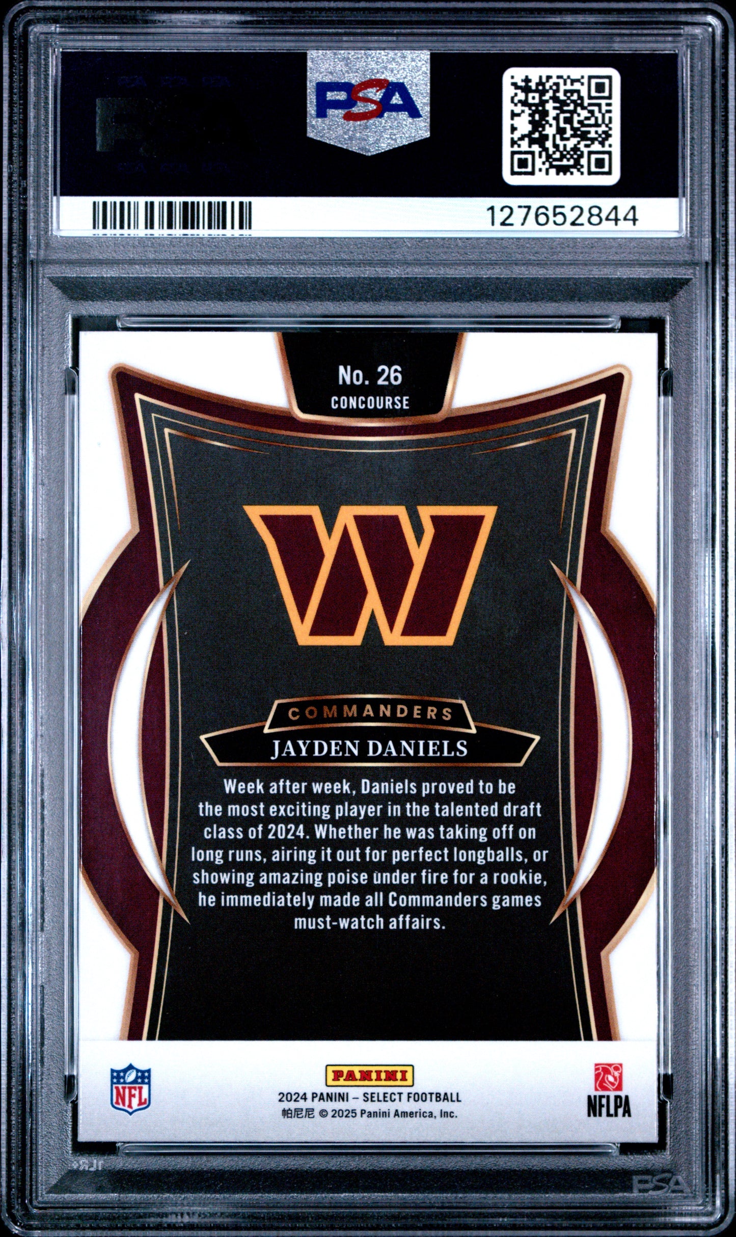 Graded 2024 Panini Select Jayden Daniels #26 Rookie RC Football Card PSA 10 Gem Mint