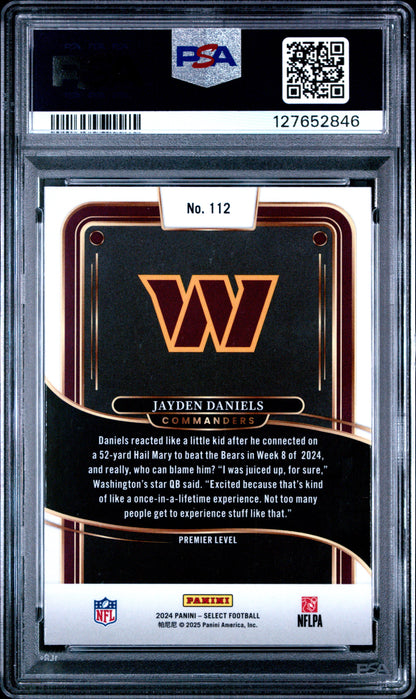 Graded 2024 Panini Select Jayden Daniels #112 Rookie RC Football Card PSA 9 Mint