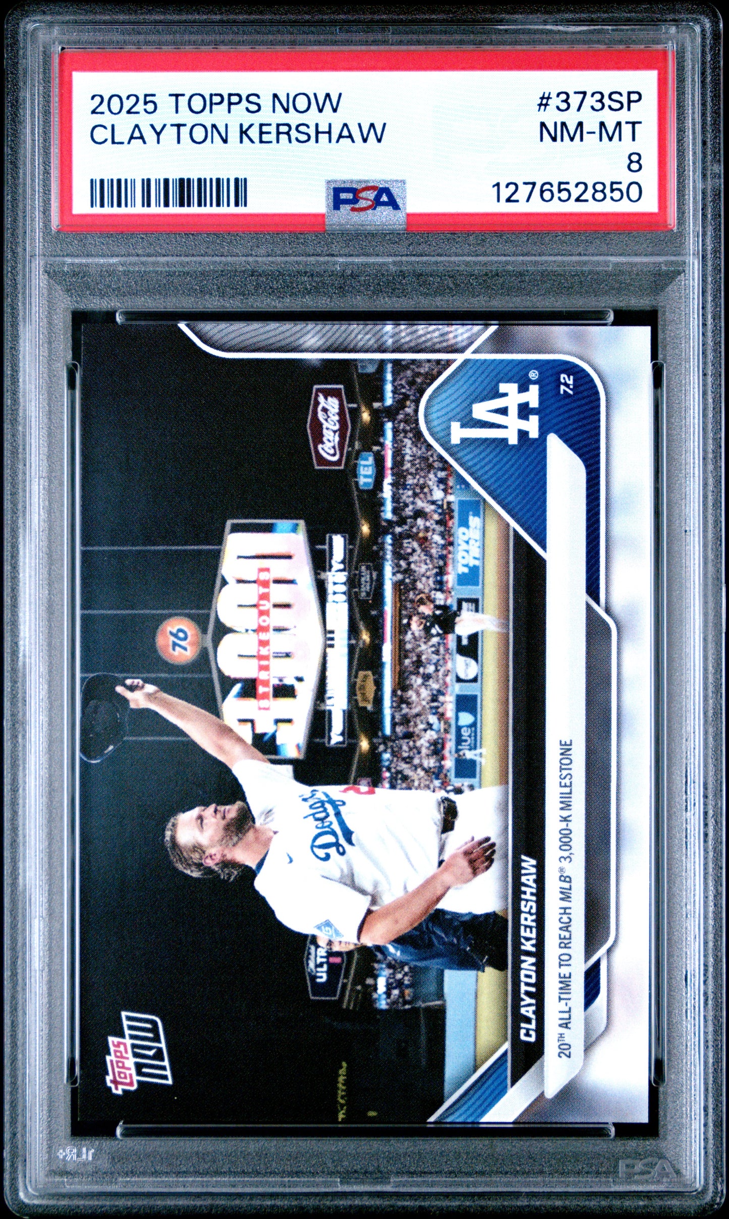 Graded 2025 Topps Now Clayton Kershaw #373SP Baseball Card PSA 8 Near Mint