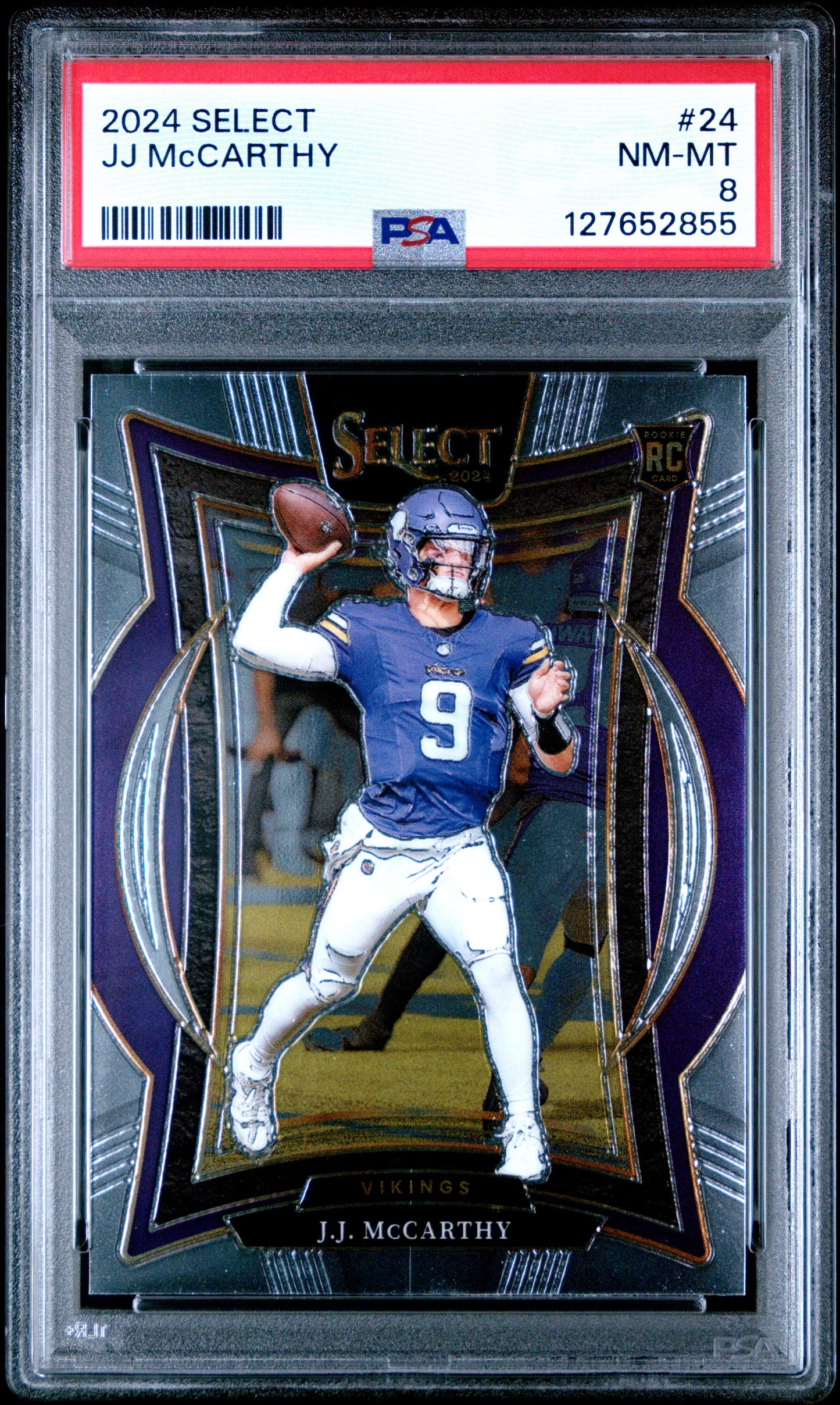 Graded 2024 Panini Select JJ McCarthy #24 Rookie RC Football Card PSA 8 Near Mint