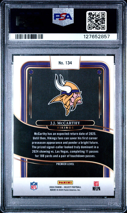 Graded 2024 Panini Select JJ McCarthy #134 Rookie RC Football Card PSA 8 Near Mint