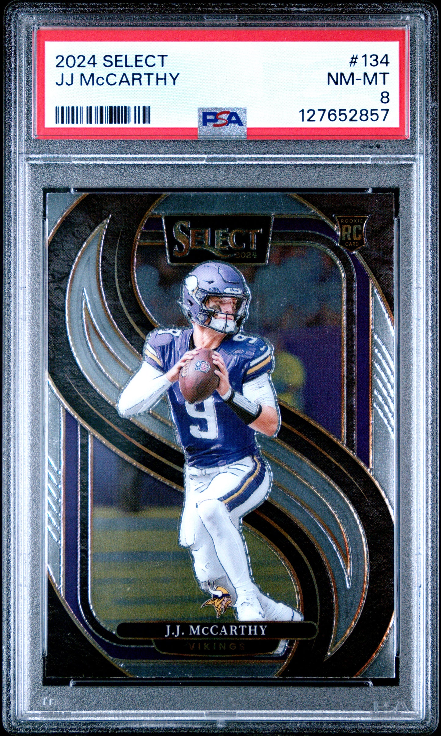 Graded 2024 Panini Select JJ McCarthy #134 Rookie RC Football Card PSA 8 Near Mint